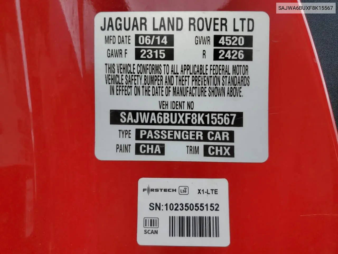 2015 Jaguar F-Type S VIN: SAJWA6BUXF8K15567 Lot: 54009375
