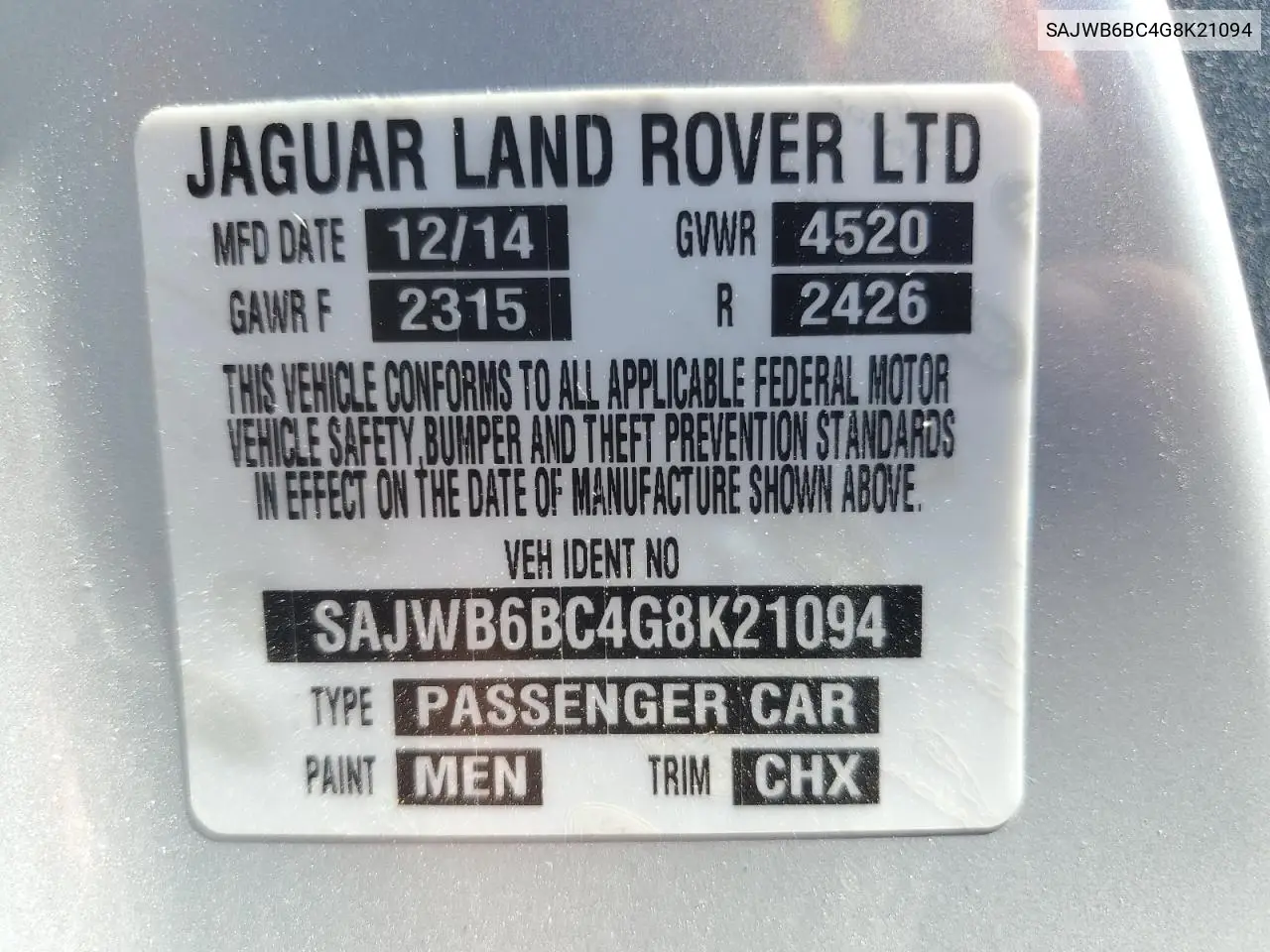 2016 Jaguar F-Type S VIN: SAJWB6BC4G8K21094 Lot: 54695125