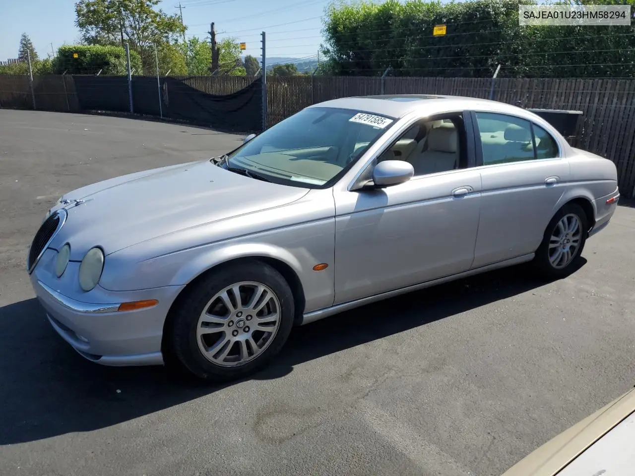 2003 Jaguar S-Type VIN: SAJEA01U23HM58294 Lot: 54791585