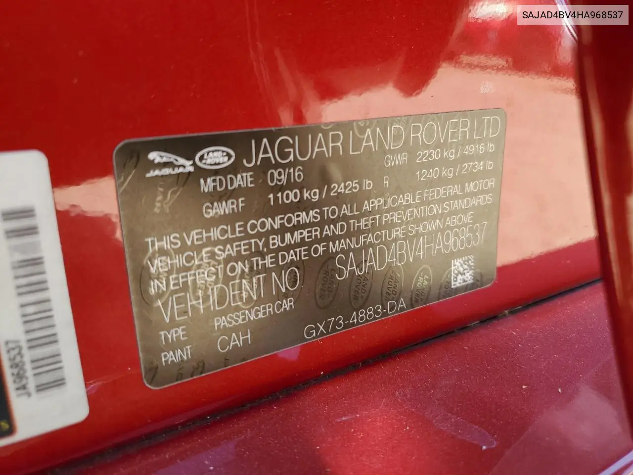 2017 Jaguar Xe Premium VIN: SAJAD4BV4HA968537 Lot: 64527305