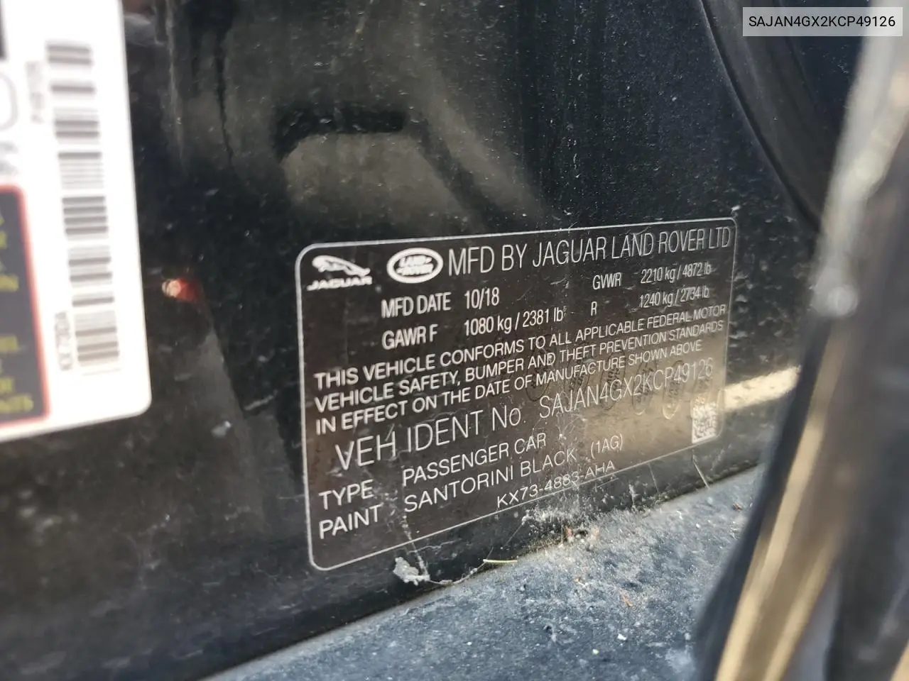 2019 Jaguar Xe Portfolio VIN: SAJAN4GX2KCP49126 Lot: 62163455