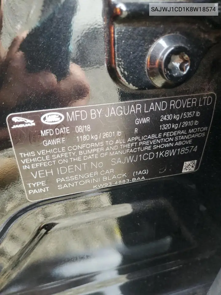 2019 Jaguar Xj R - Sport VIN: SAJWJ1CD1K8W18574 Lot: 65041445