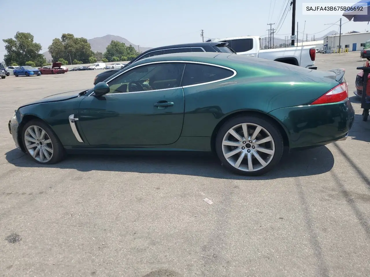 2007 Jaguar Xk VIN: SAJFA43B675B06692 Lot: 64508035