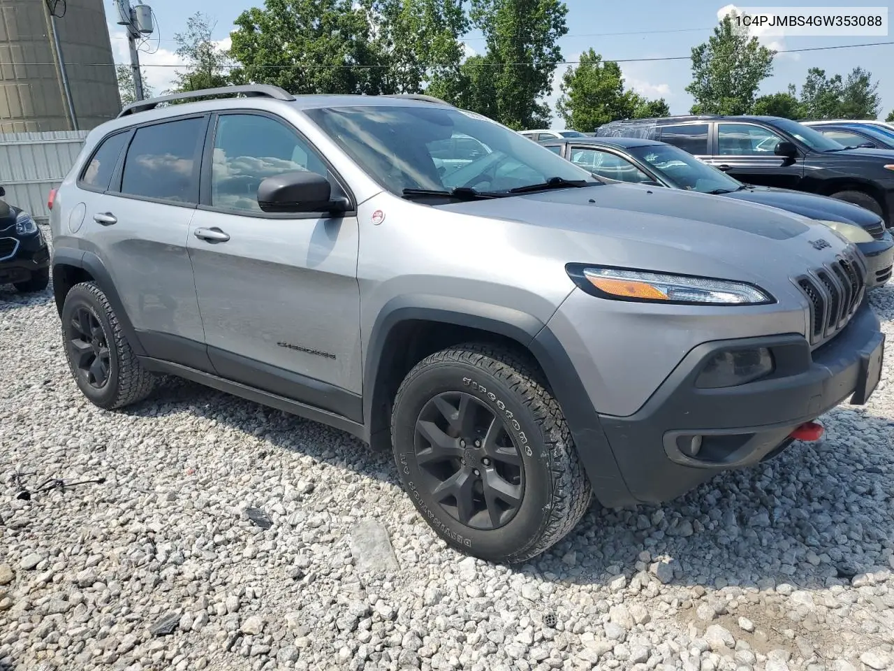 2016 Jeep Cherokee Trailhawk VIN: 1C4PJMBS4GW353088 Lot: 62275145