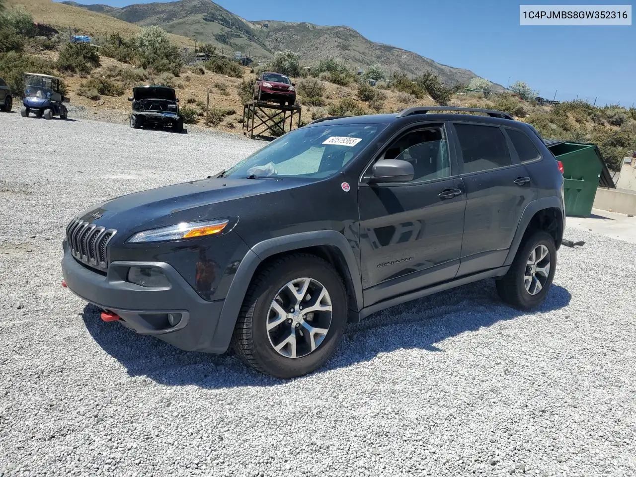 2016 Jeep Cherokee Trailhawk VIN: 1C4PJMBS8GW352316 Lot: 62519365