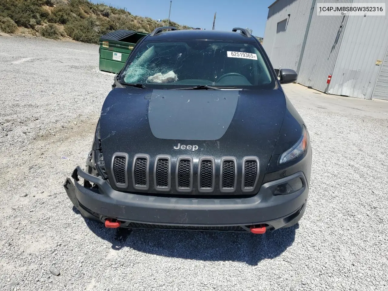 2016 Jeep Cherokee Trailhawk VIN: 1C4PJMBS8GW352316 Lot: 62519365