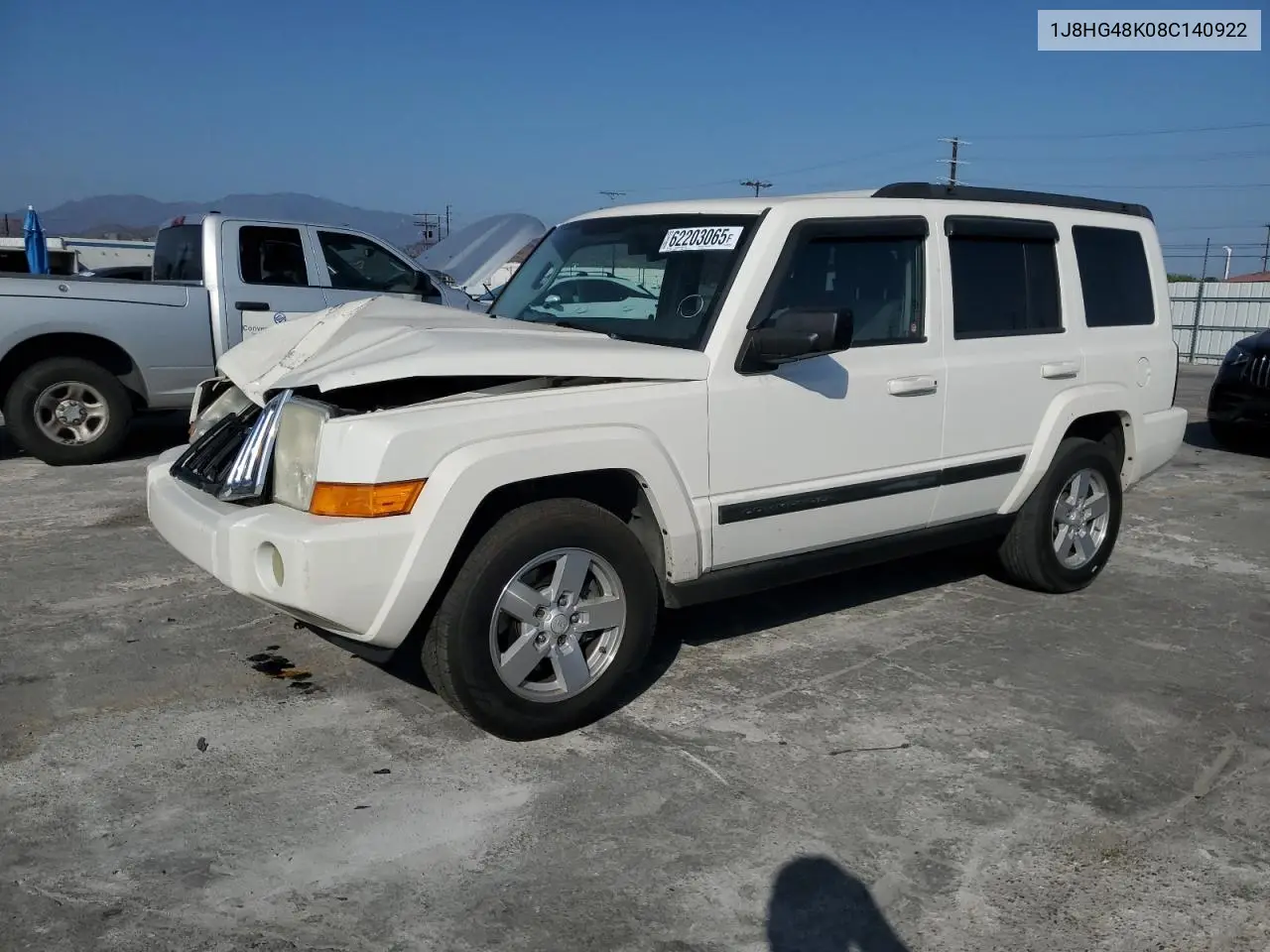 2008 Jeep Commander Sport VIN: 1J8HG48K08C140922 Lot: 62203065