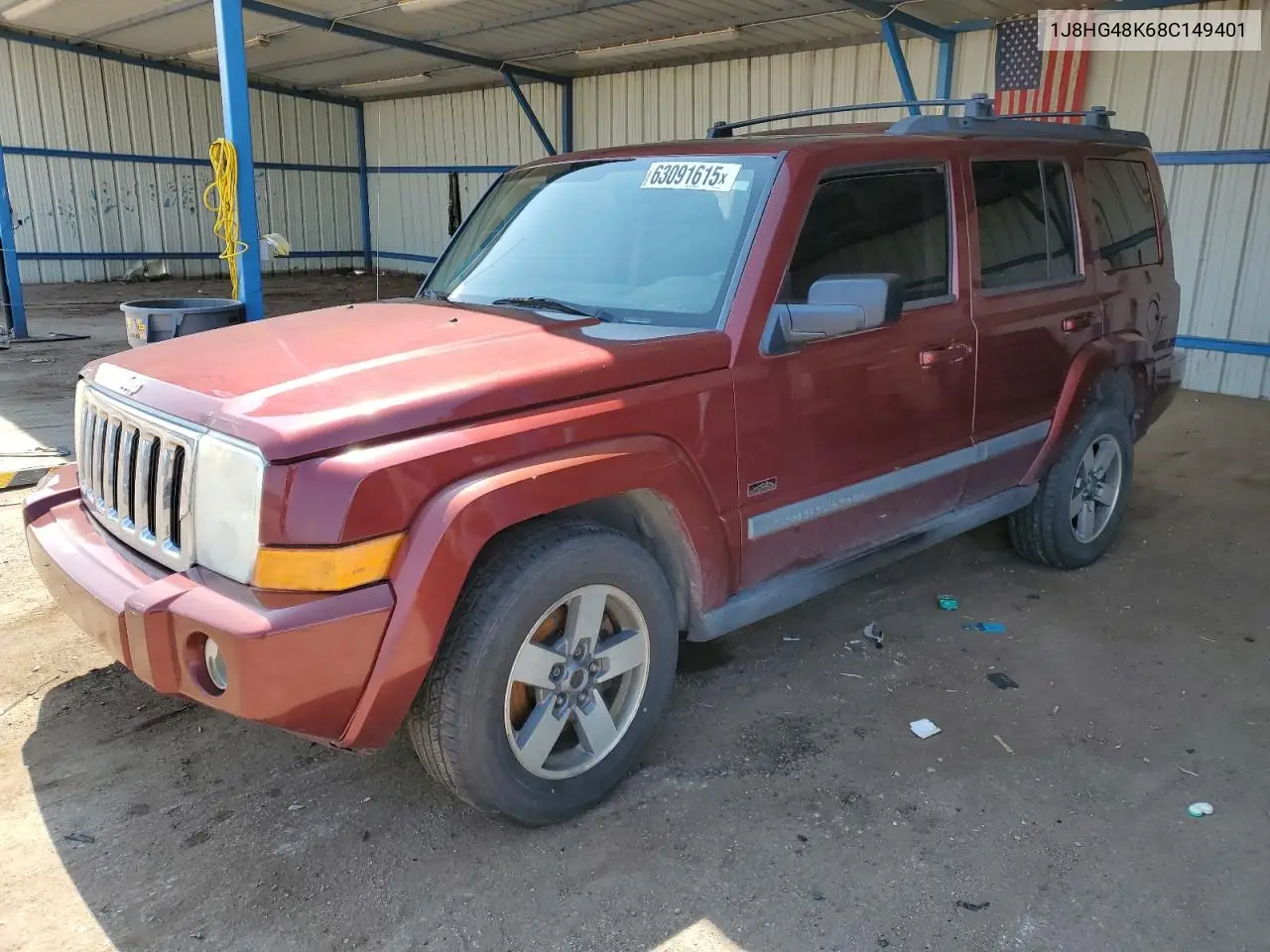 2008 Jeep Commander Sport VIN: 1J8HG48K68C149401 Lot: 63091615