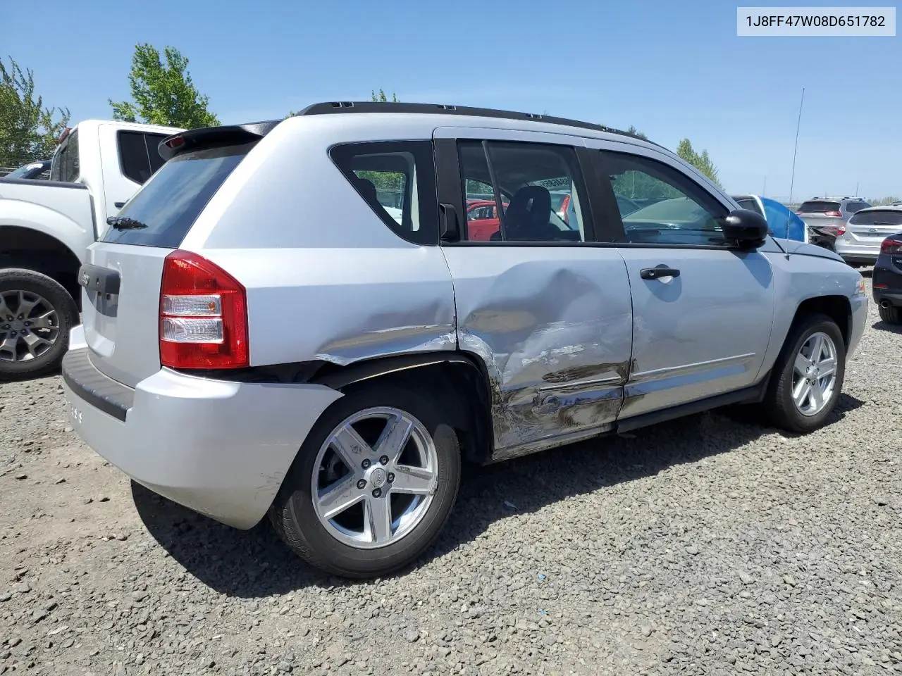 2008 Jeep Compass Sport VIN: 1J8FF47W08D651782 Lot: 55846855