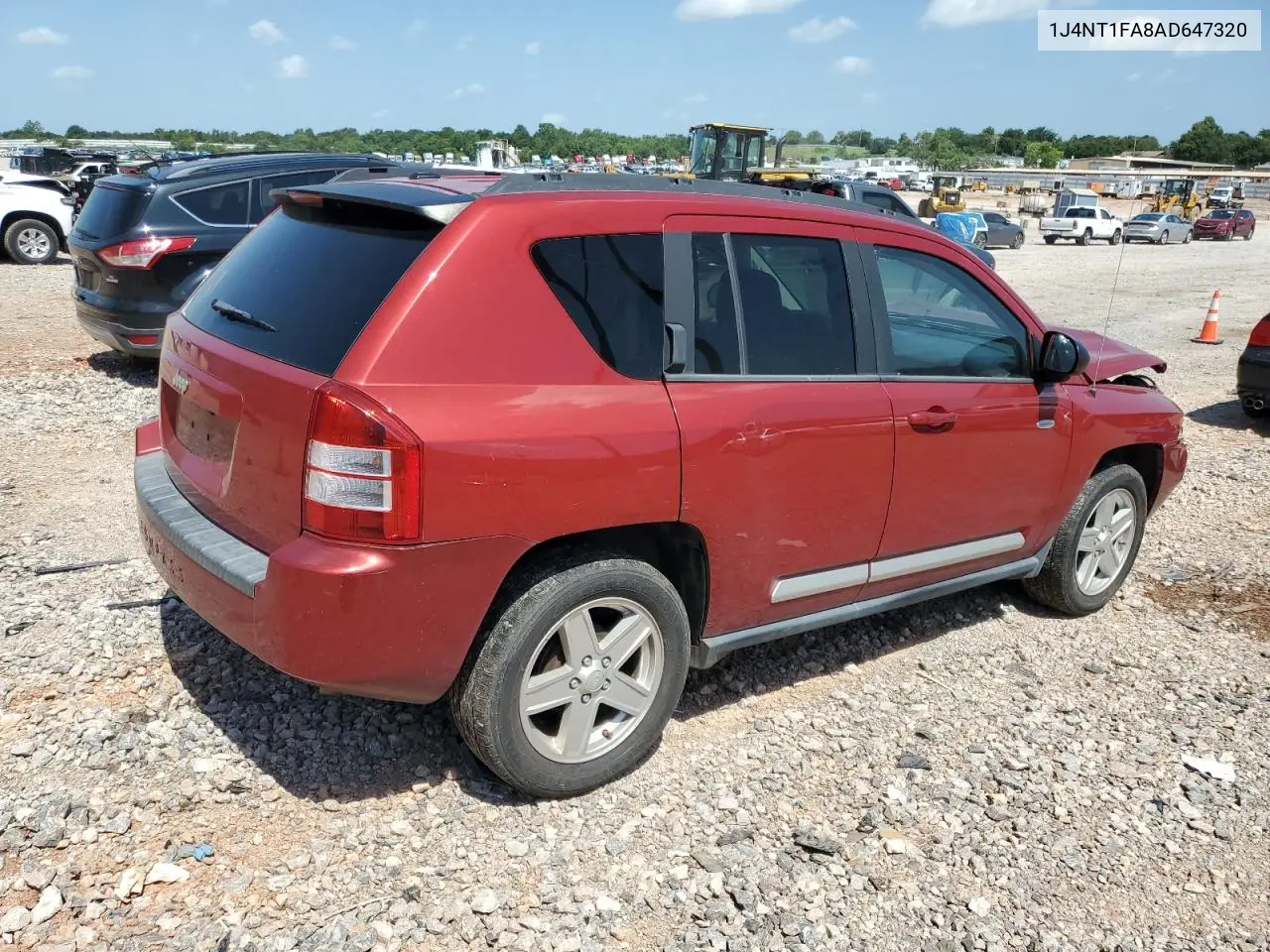2010 Jeep Compass Sport VIN: 1J4NT1FA8AD647320 Lot: 61756485