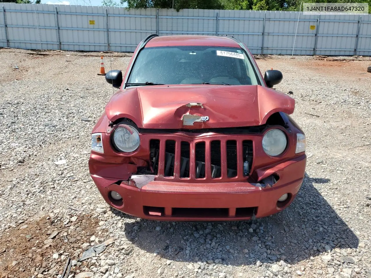 2010 Jeep Compass Sport VIN: 1J4NT1FA8AD647320 Lot: 61756485