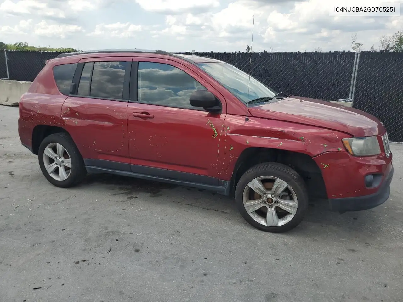 2016 Jeep Compass Sport VIN: 1C4NJCBA2GD705251 Lot: 56382425