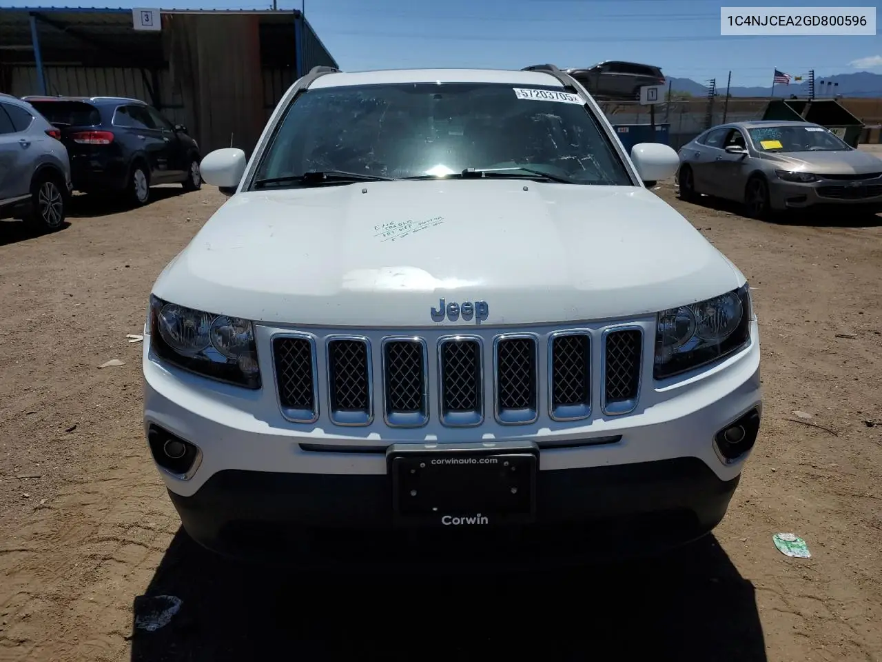 2016 Jeep Compass Latitude VIN: 1C4NJCEA2GD800596 Lot: 57203705
