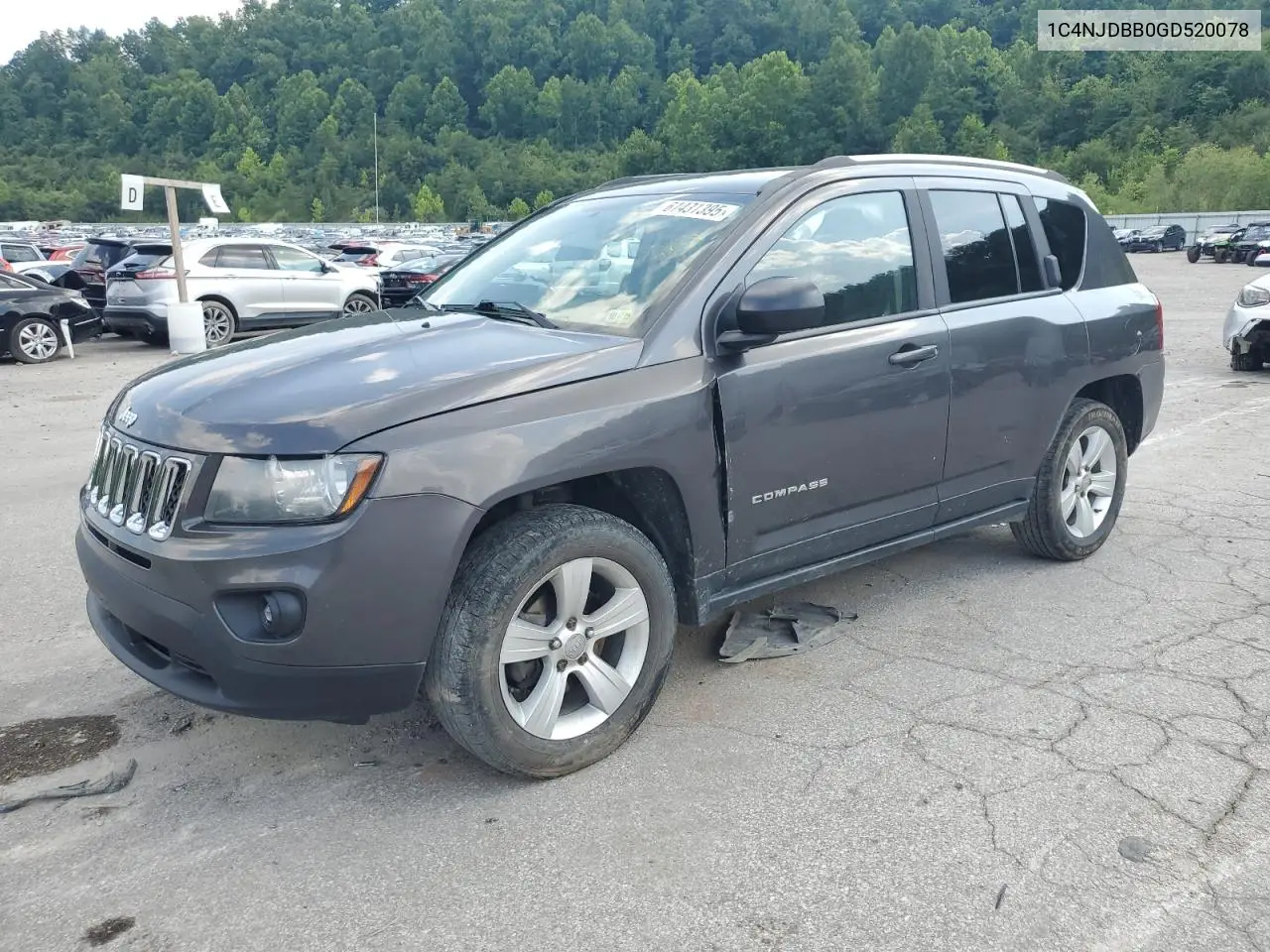 2016 Jeep Compass Sport VIN: 1C4NJDBB0GD520078 Lot: 61431395
