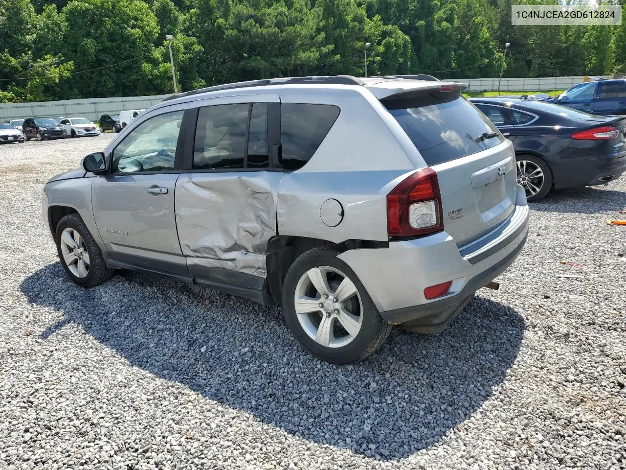 2016 Jeep Compass Latitude VIN: 1C4NJCEA2GD612824 Lot: 62136265