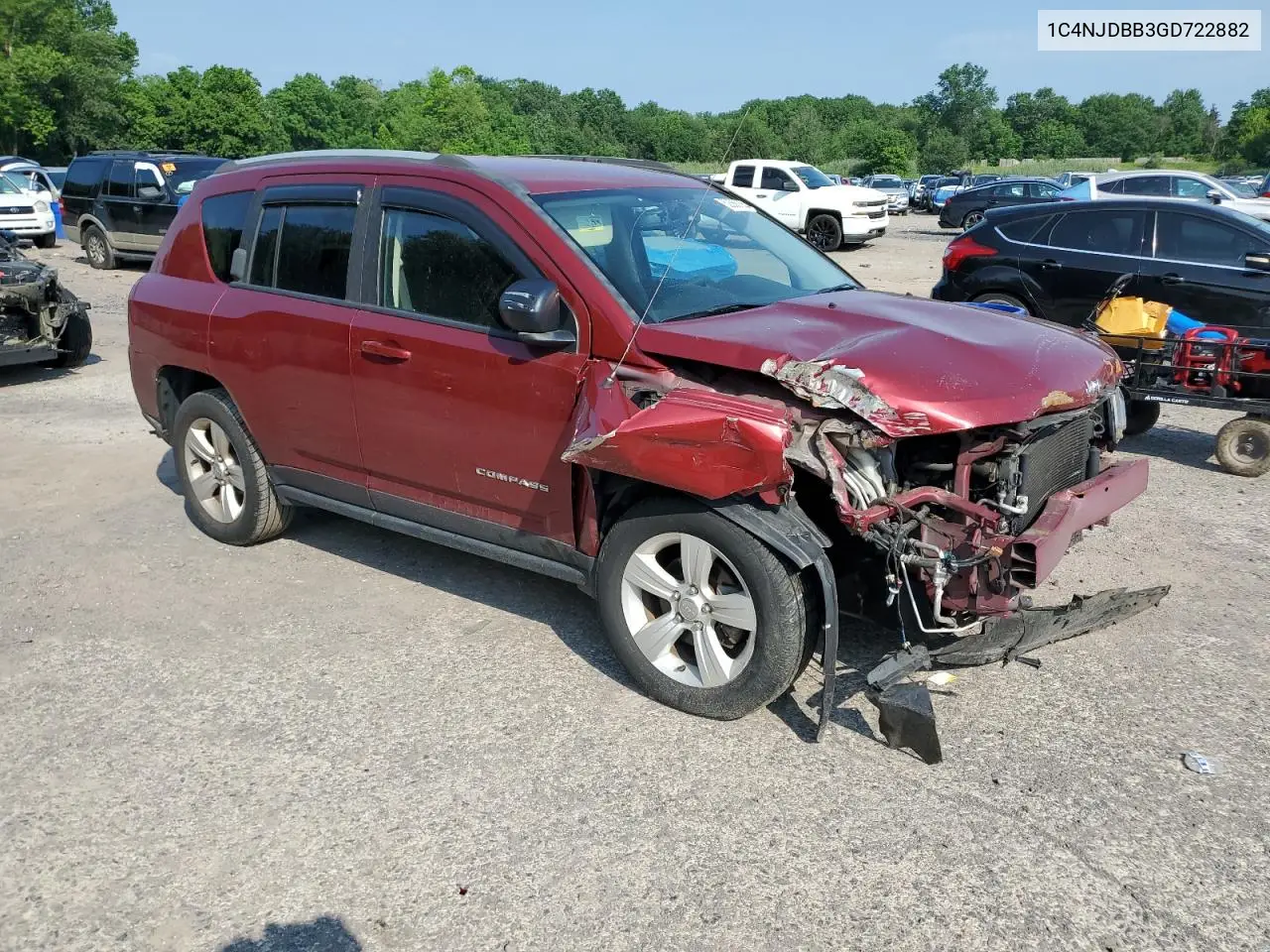 2016 Jeep Compass Sport VIN: 1C4NJDBB3GD722882 Lot: 62368765