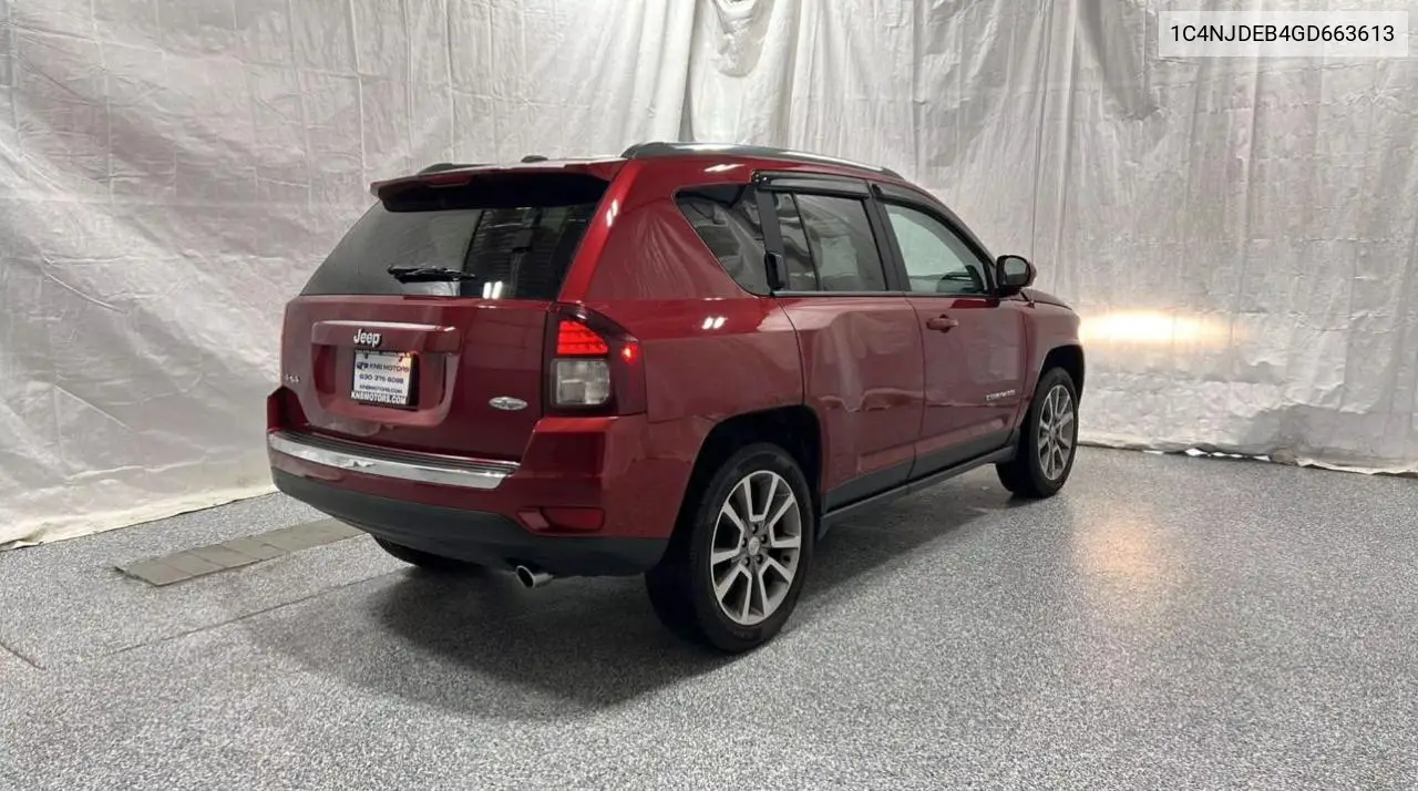 2016 Jeep Compass Latitude VIN: 1C4NJDEB4GD663613 Lot: 62422125