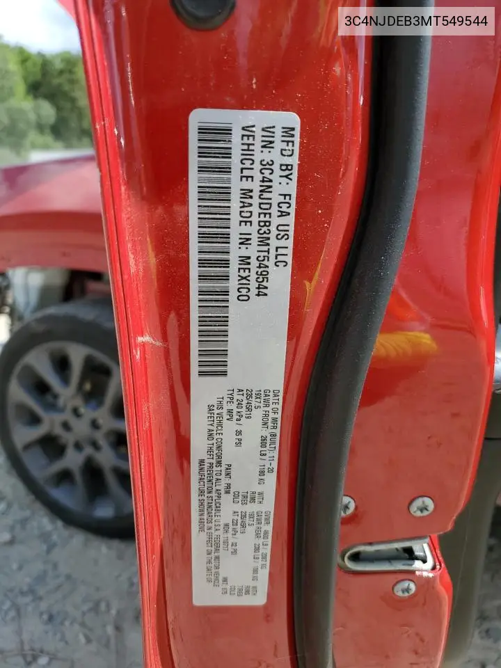 2021 Jeep Compass 80Th Edition VIN: 3C4NJDEB3MT549544 Lot: 62273215
