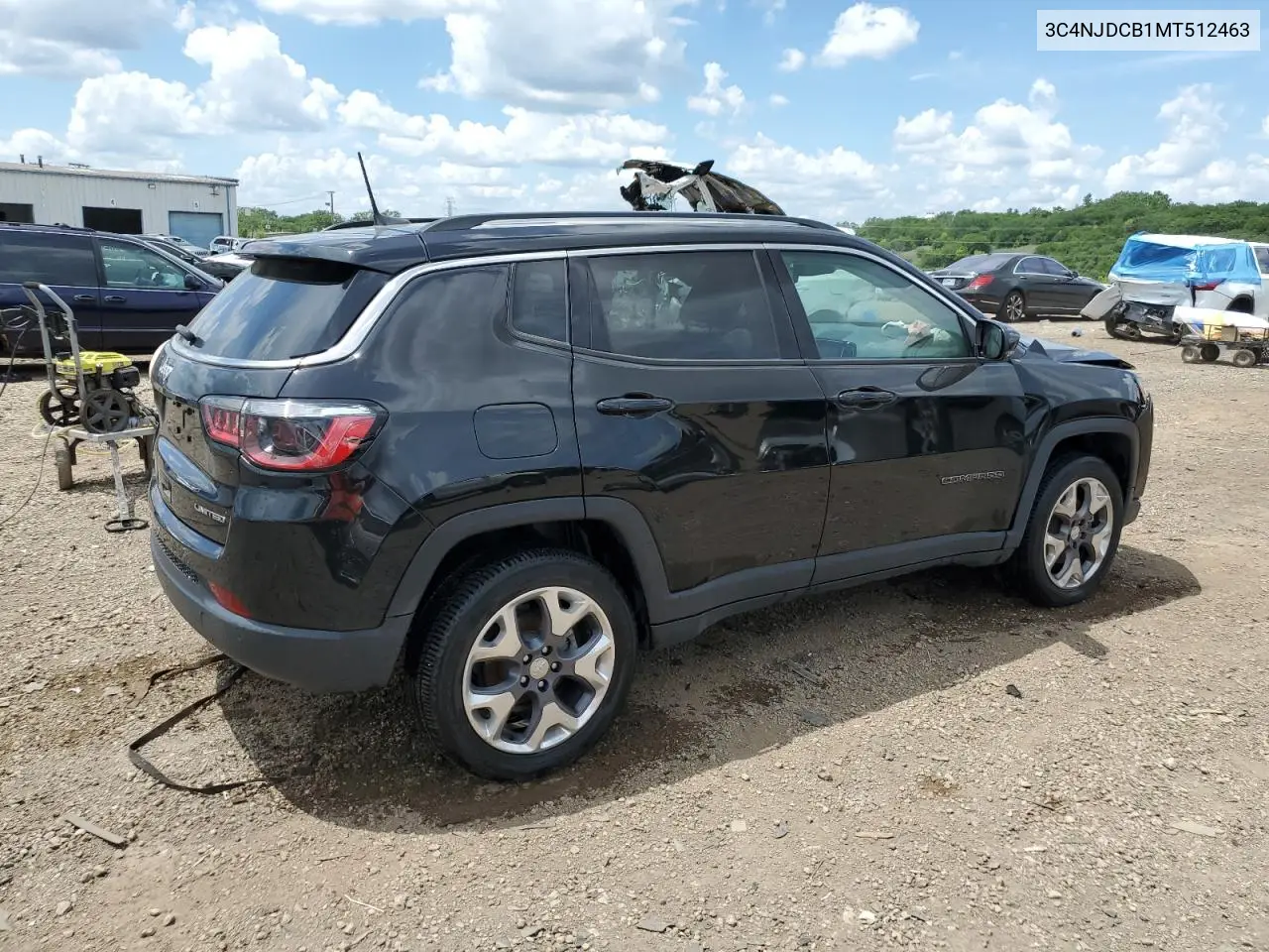 2021 Jeep Compass Limited VIN: 3C4NJDCB1MT512463 Lot: 62783135