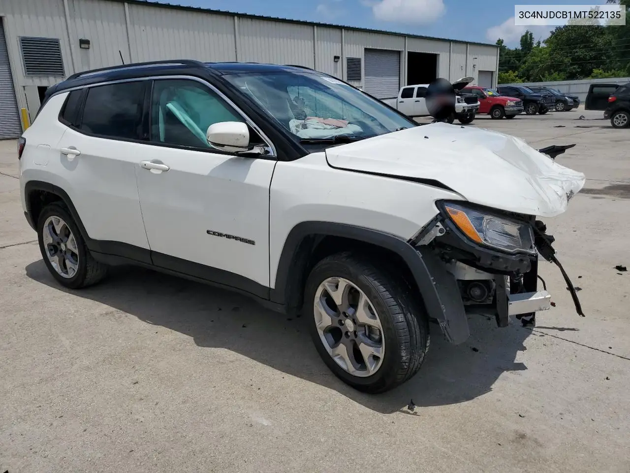 2021 Jeep Compass Limited VIN: 3C4NJDCB1MT522135 Lot: 64309255