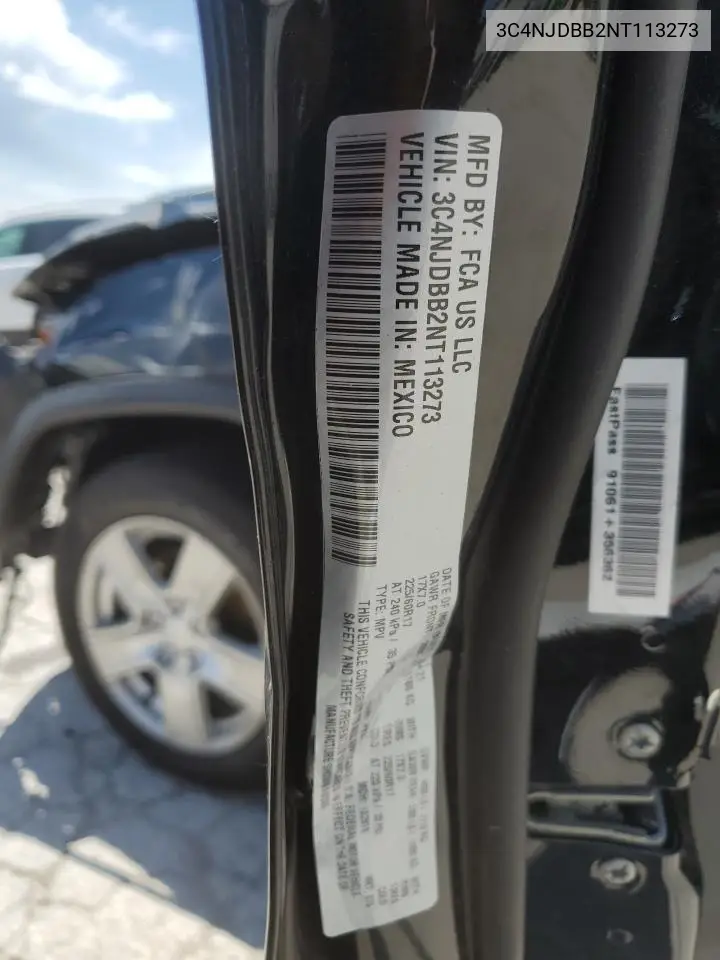 2022 Jeep Compass Latitude VIN: 3C4NJDBB2NT113273 Lot: 57919215