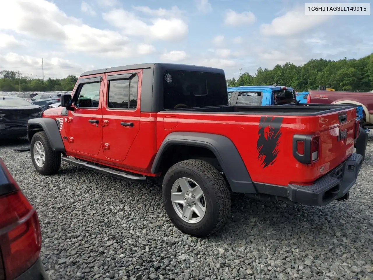 2020 Jeep Gladiator Sport VIN: 1C6HJTAG3LL149915 Lot: 62252205