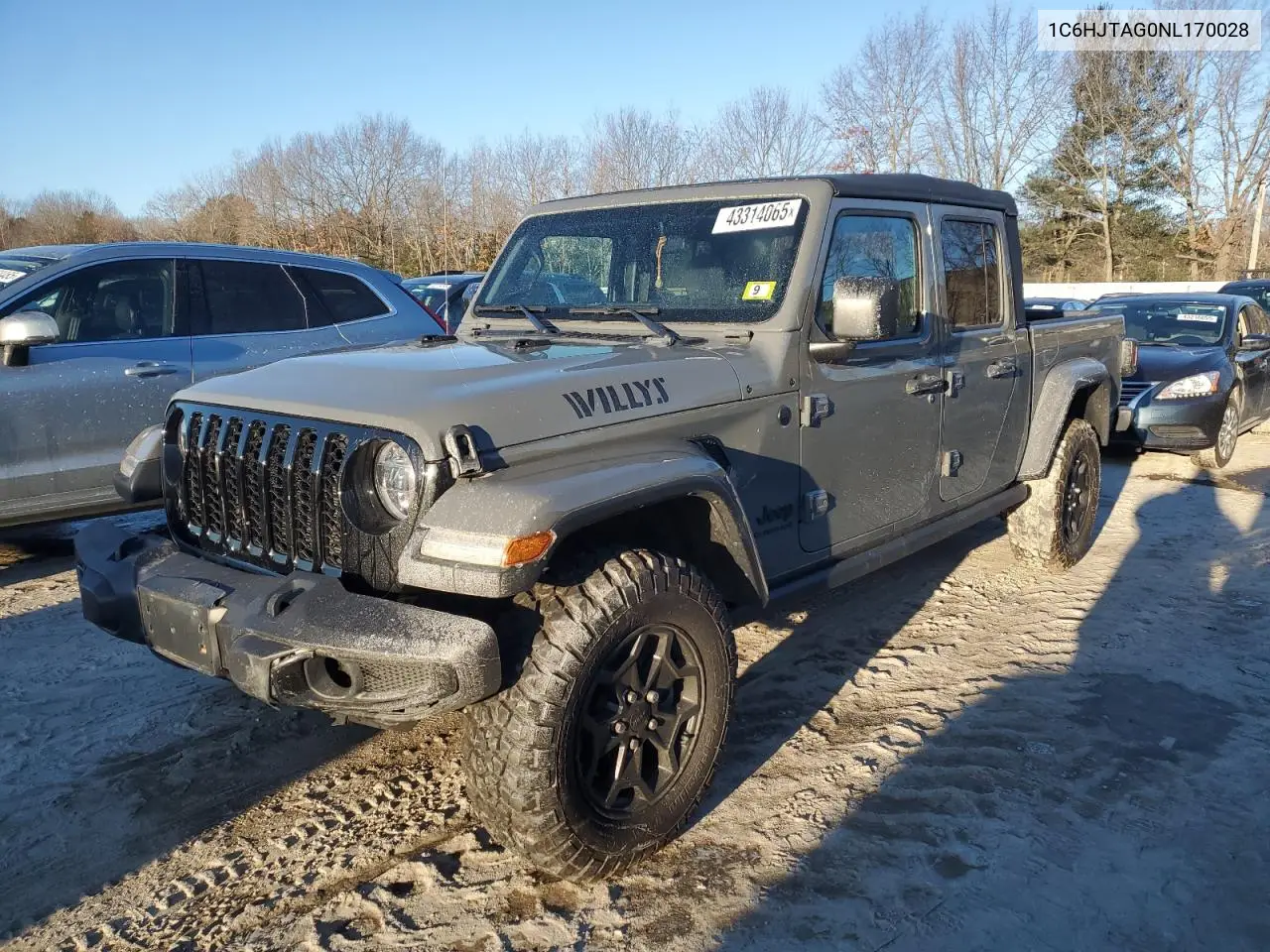 2022 Jeep Gladiator Sport VIN: 1C6HJTAG0NL170028 Lot: 43314065