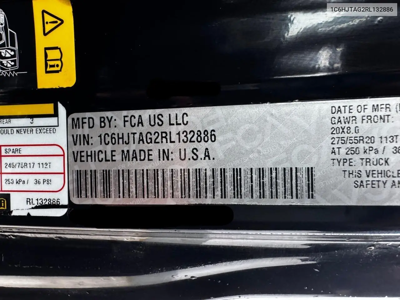 2024 Jeep Gladiator Sport VIN: 1C6HJTAG2RL132886 Lot: 63946735