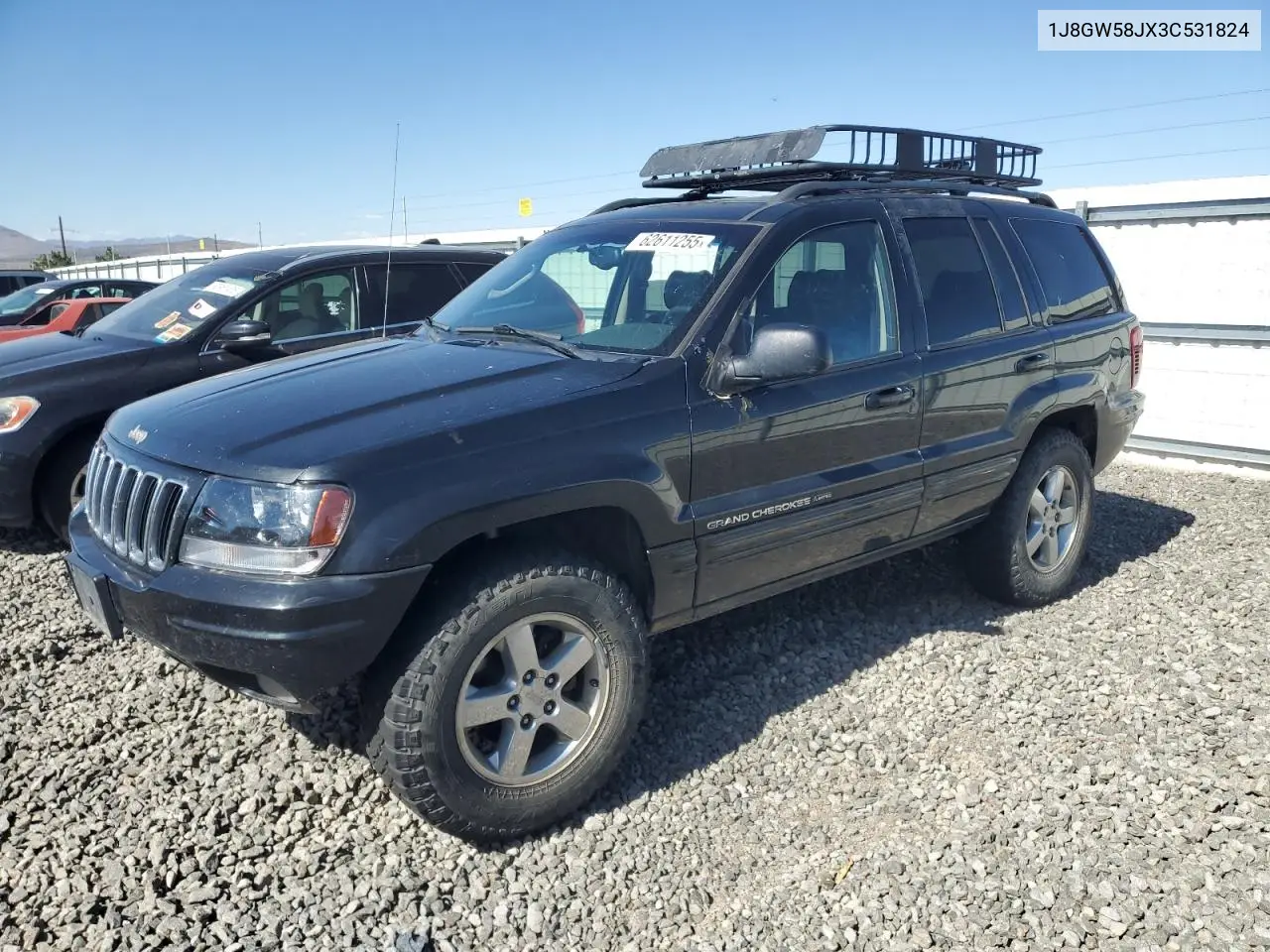 2003 Jeep Grand Cherokee Limited VIN: 1J8GW58JX3C531824 Lot: 62611255
