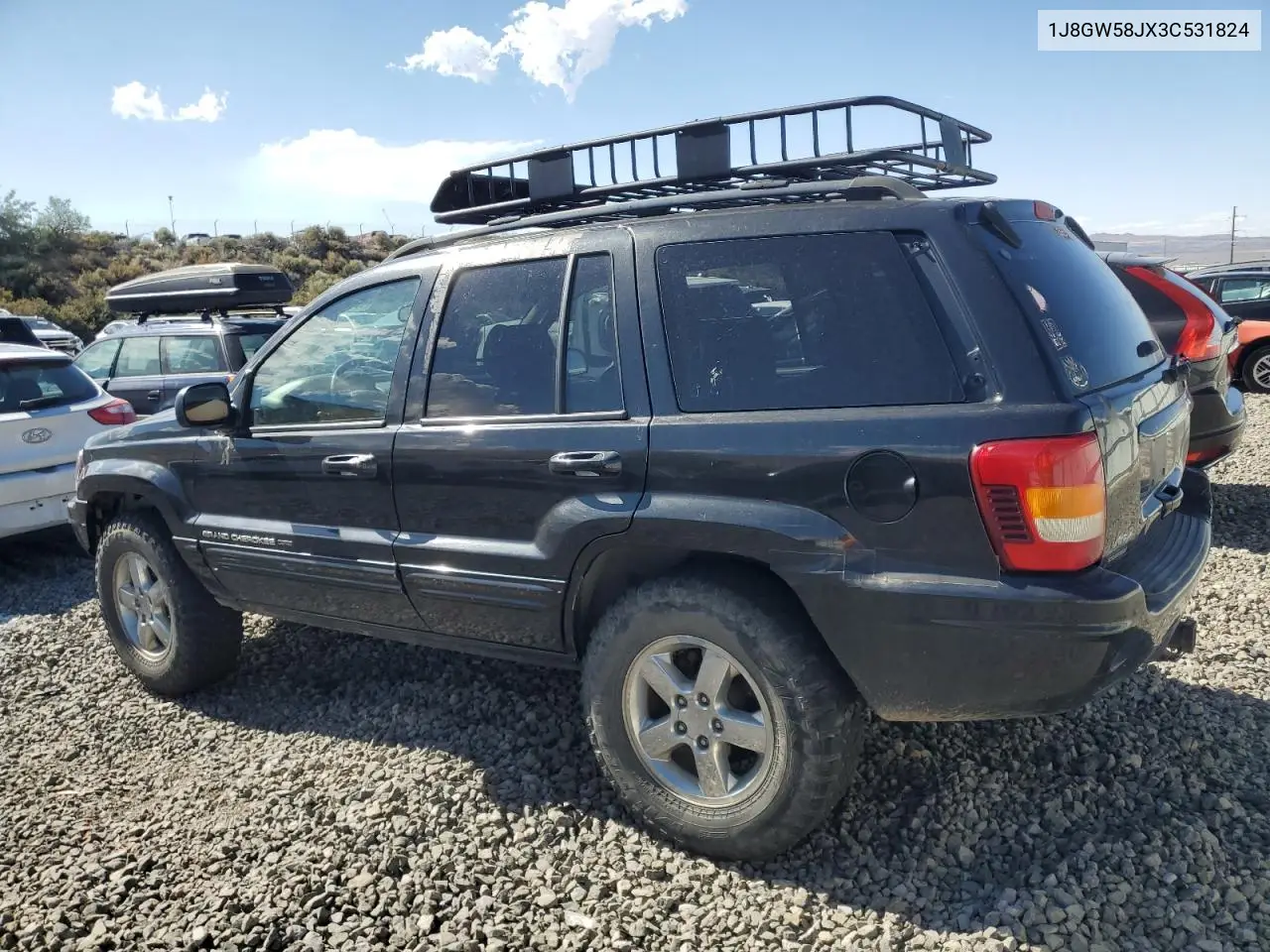2003 Jeep Grand Cherokee Limited VIN: 1J8GW58JX3C531824 Lot: 62611255