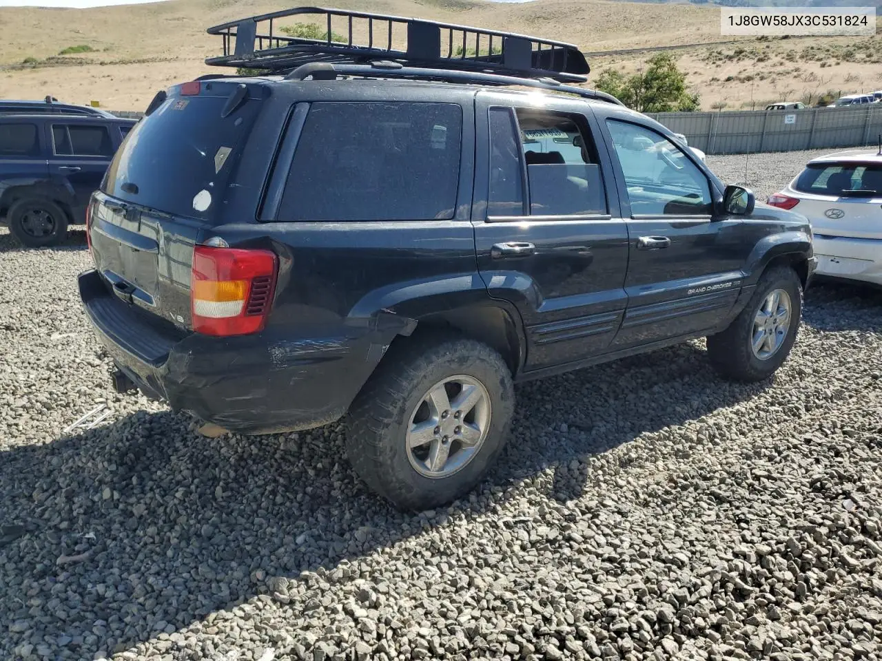 2003 Jeep Grand Cherokee Limited VIN: 1J8GW58JX3C531824 Lot: 62611255