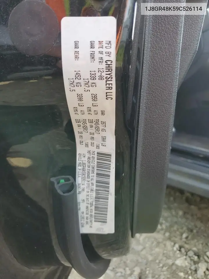 2009 Jeep Grand Cherokee Laredo VIN: 1J8GR48K59C526114 Lot: 55059865