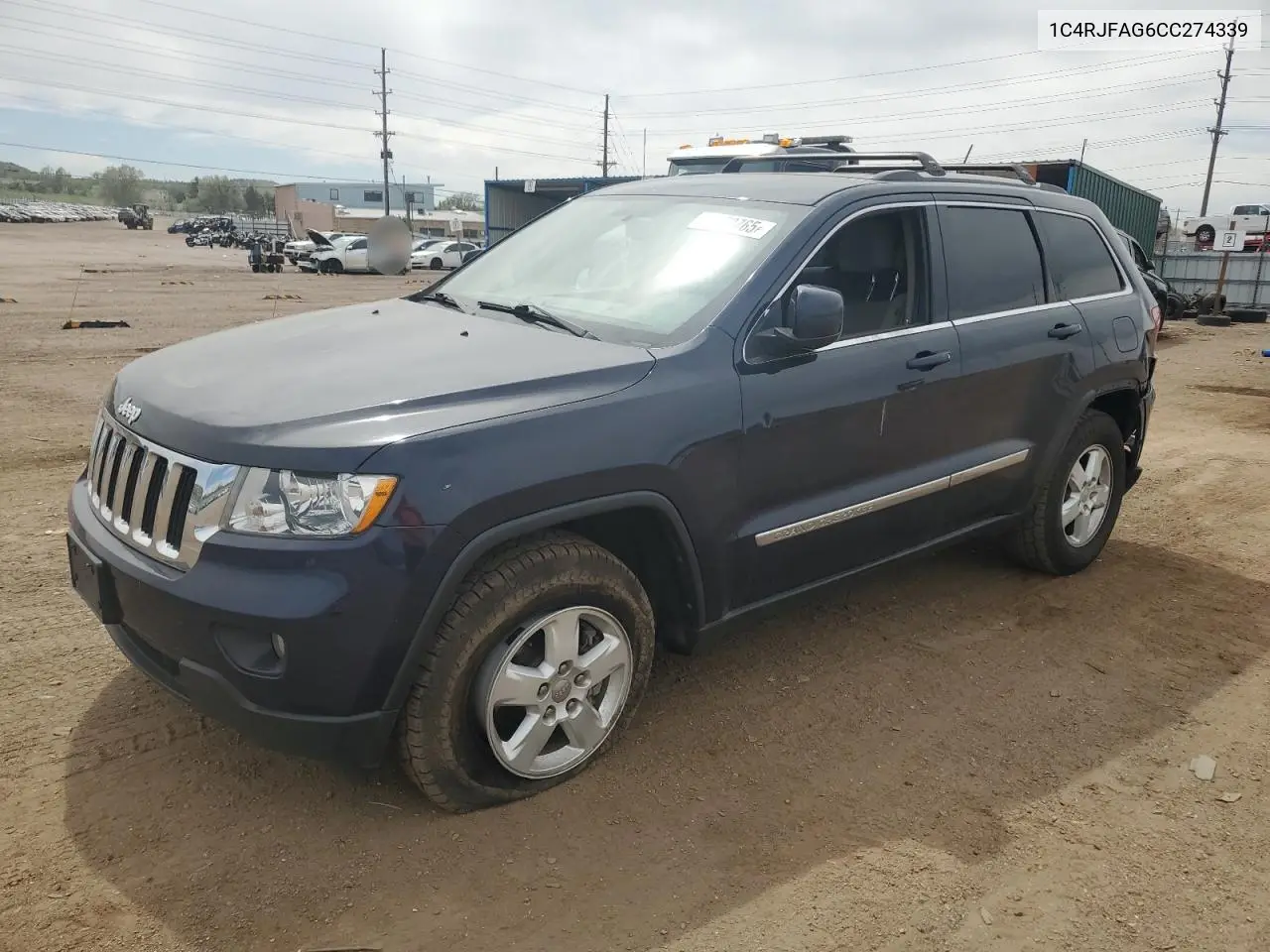 2012 Jeep Grand Cherokee Laredo VIN: 1C4RJFAG6CC274339 Lot: 56558765