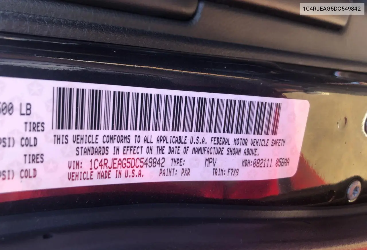 2013 Jeep Grand Cherokee Laredo VIN: 1C4RJEAG5DC549842 Lot: 66408945