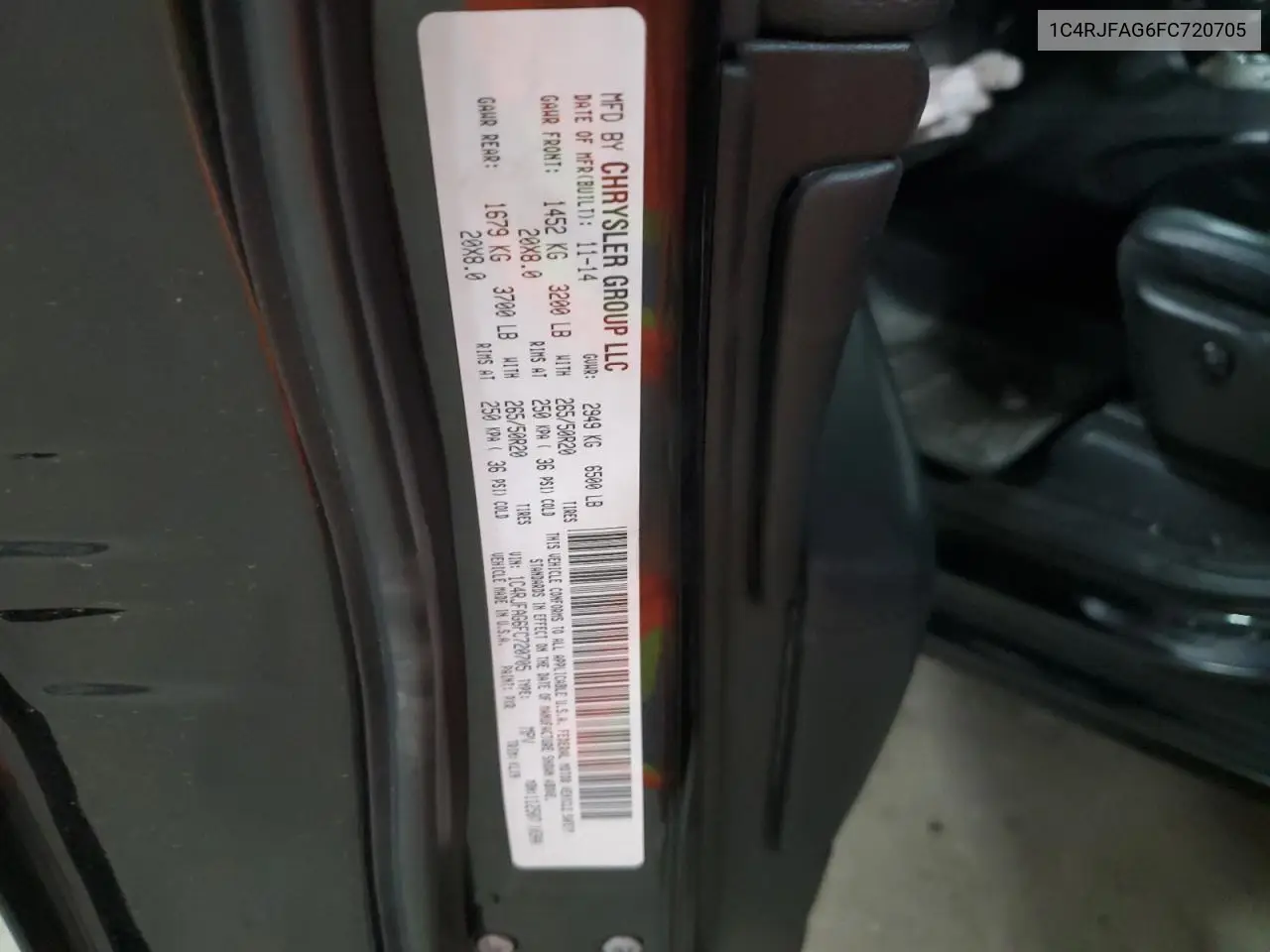 2015 Jeep Grand Cherokee Laredo VIN: 1C4RJFAG6FC720705 Lot: 56753525