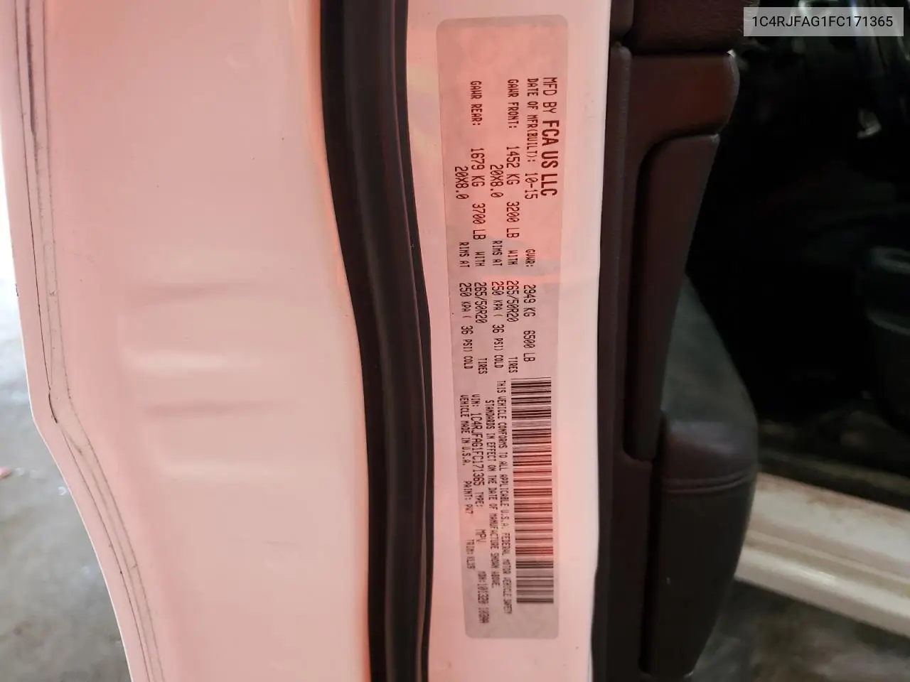 2015 Jeep Grand Cherokee Laredo VIN: 1C4RJFAG1FC171365 Lot: 65776525