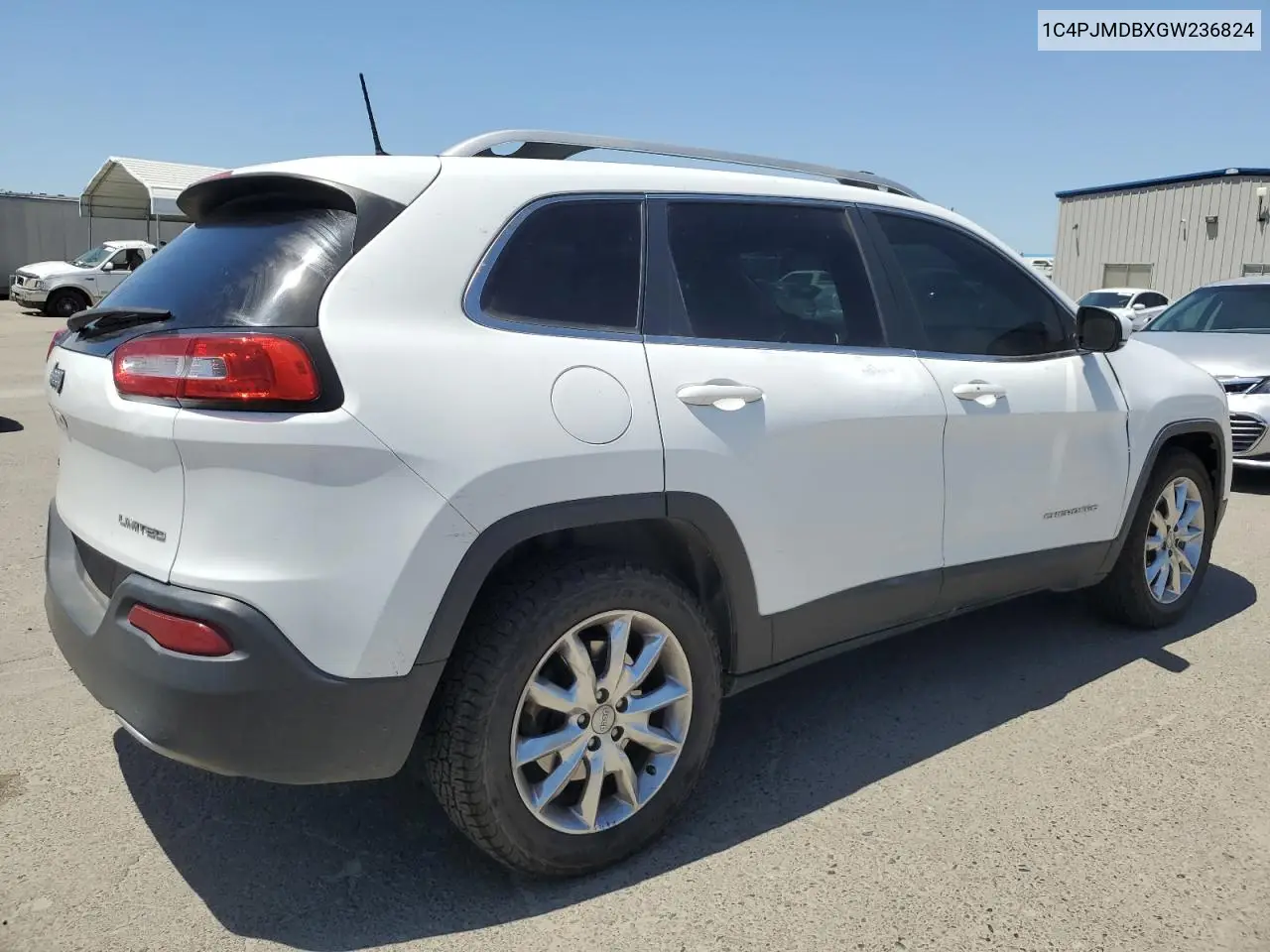 2016 Jeep Cherokee Limited VIN: 1C4PJMDBXGW236824 Lot: 56940975