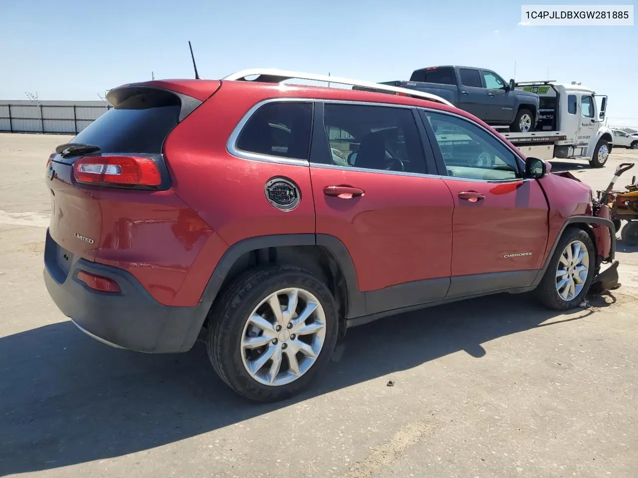 2016 Jeep Cherokee Limited VIN: 1C4PJLDBXGW281885 Lot: 57126395