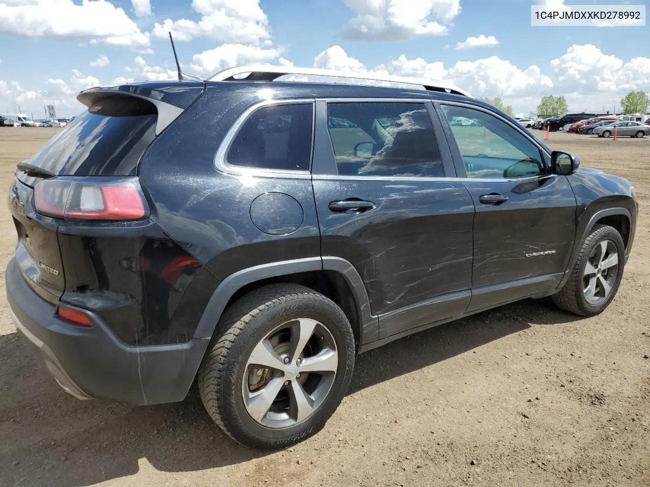 2019 Jeep Cherokee Limited VIN: 1C4PJMDXXKD278992 Lot: 57305565