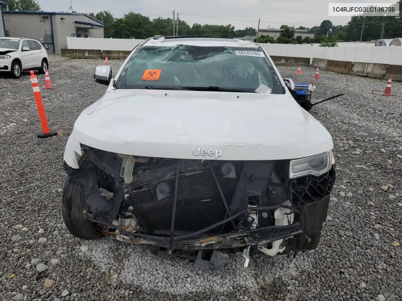 2020 Jeep Grand Cherokee Overland VIN: 1C4RJFCG3LC136738 Lot: 60545765