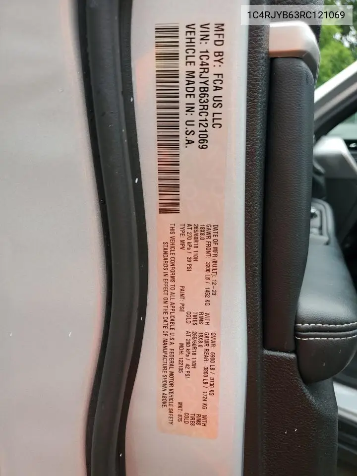 2024 Jeep Grand Cherokee Limited 4Xe VIN: 1C4RJYB63RC121069 Lot: 64485885