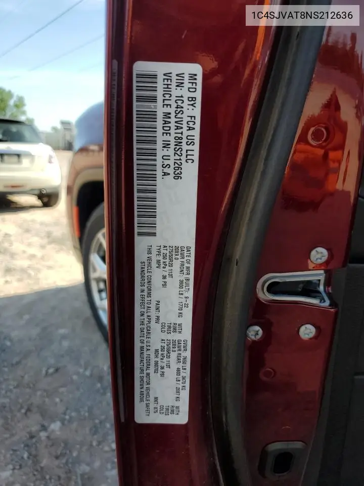 2022 Jeep Wagoneer Series I VIN: 1C4SJVAT8NS212636 Lot: 55586755