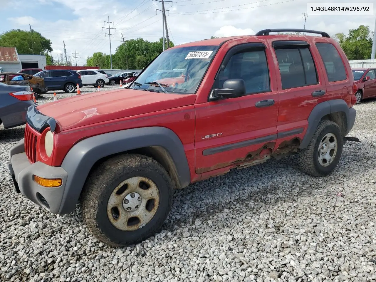 2004 Jeep Liberty Sport VIN: 1J4GL48K14W296792 Lot: 56937515