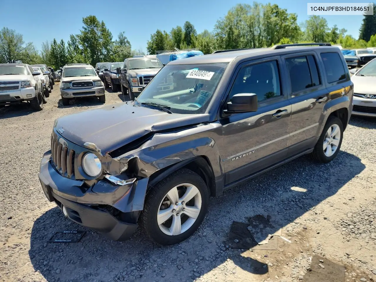 2017 Jeep Patriot Latitude VIN: 1C4NJPFB3HD184651 Lot: 62400495