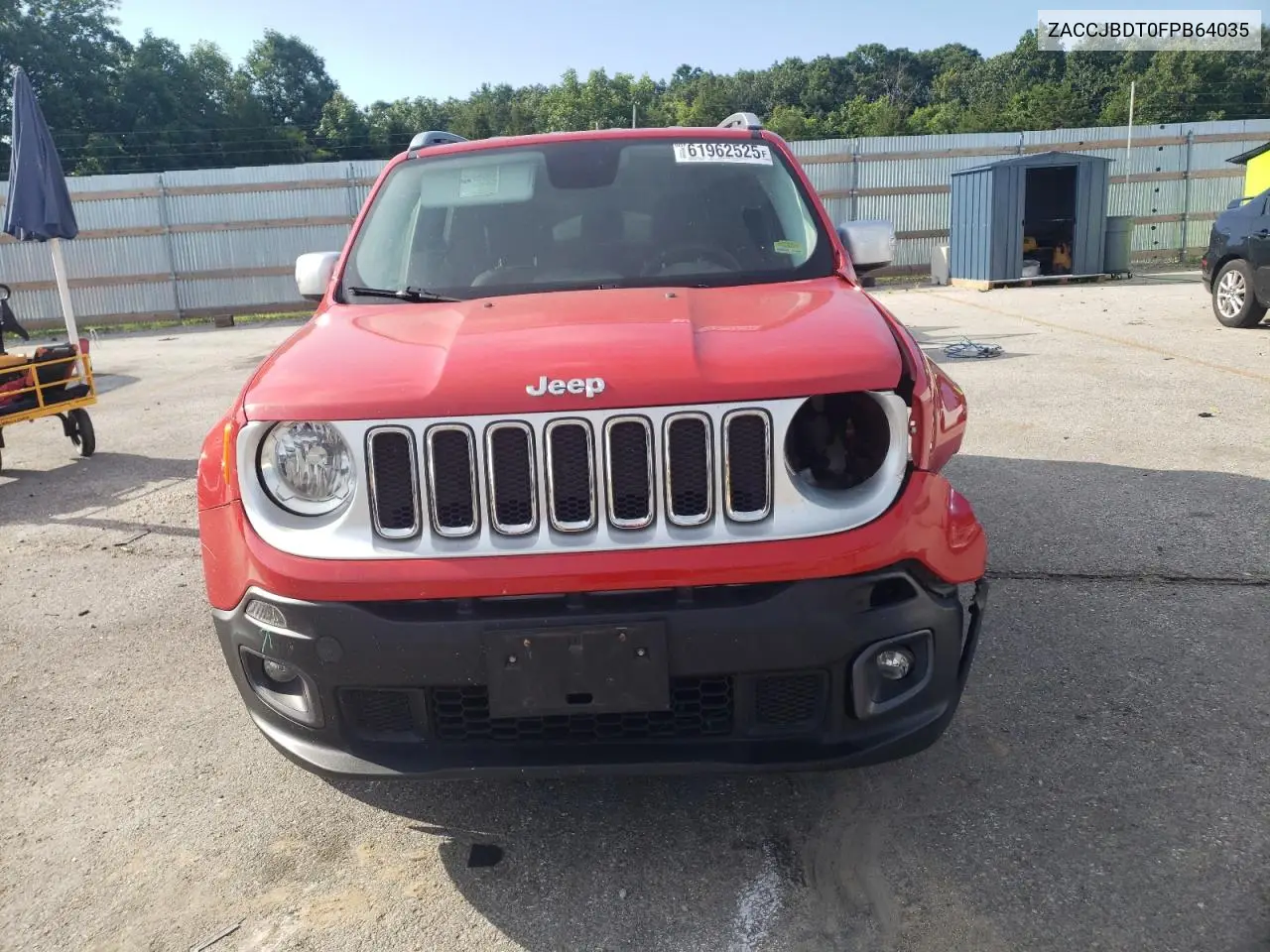 2015 Jeep Renegade Limited VIN: ZACCJBDT0FPB64035 Lot: 61962525