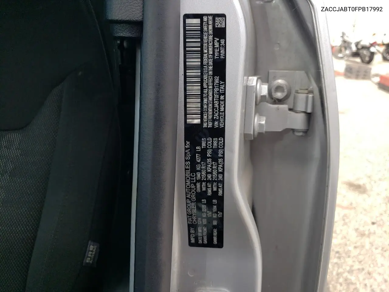 2015 Jeep Renegade Latitude VIN: ZACCJABT0FPB17992 Lot: 65545735