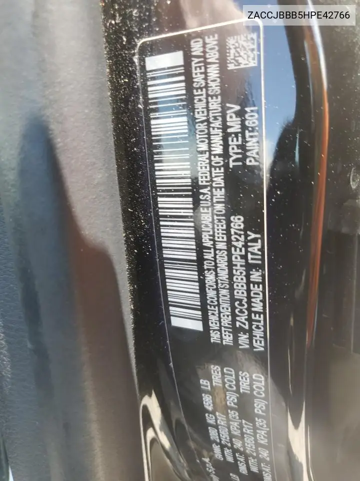 2017 Jeep Renegade Latitude VIN: ZACCJBBB5HPE42766 Lot: 61397165