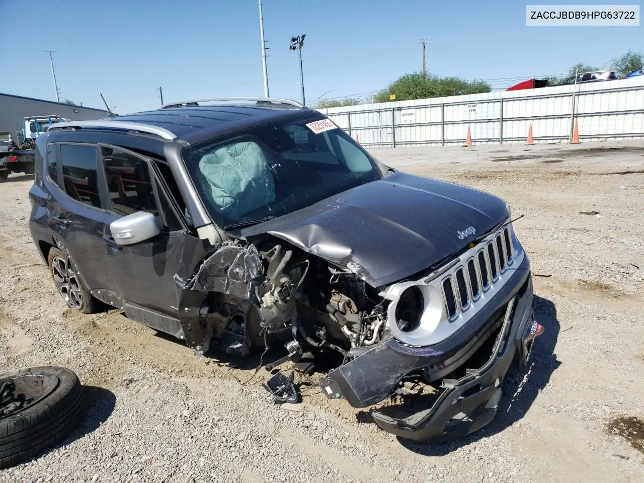 2017 Jeep Renegade Limited VIN: ZACCJBDB9HPG63722 Lot: 63251455