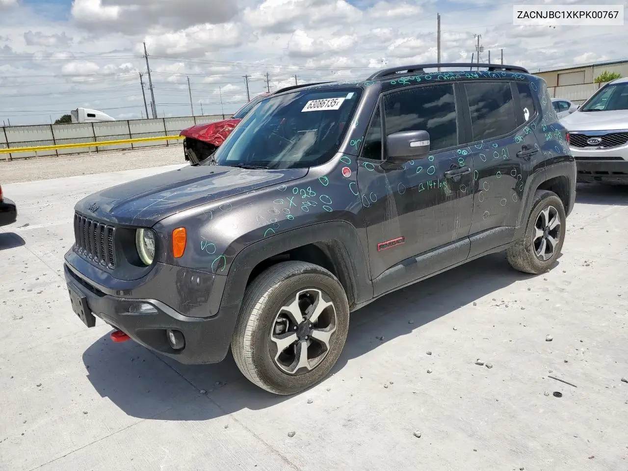 2019 Jeep Renegade Trailhawk VIN: ZACNJBC1XKPK00767 Lot: 63086135