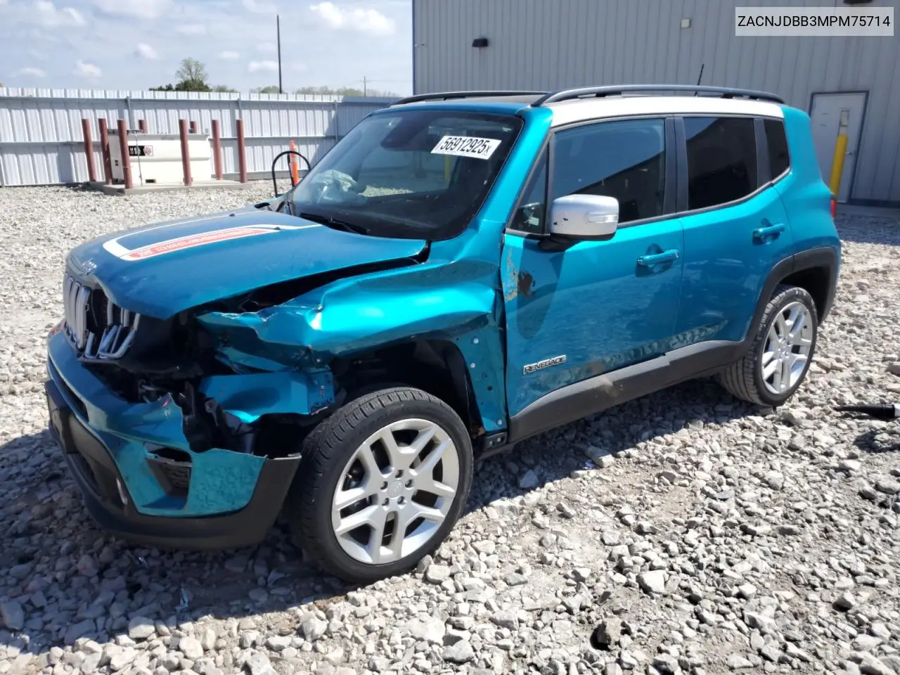 2021 Jeep Renegade Latitude VIN: ZACNJDBB3MPM75714 Lot: 56912925